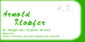 arnold klopfer business card